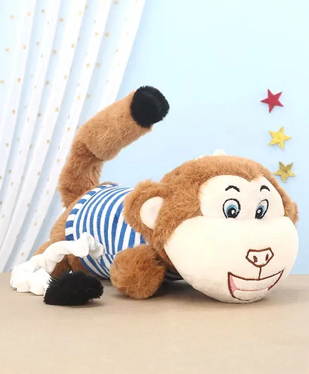 Aarohi Toys Laughing Rofel Monkey Brown & Blue - Length 31 cm