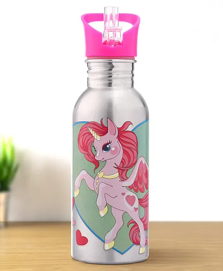 Unicorn Theme Stainless Steel Color Changing Magic Bottle Pink - 600 ml