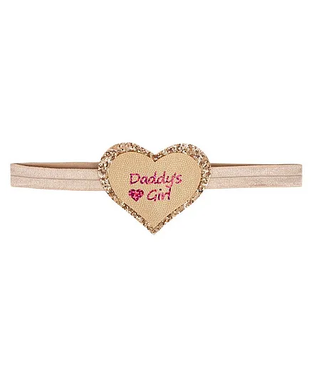 Aye Candy Glittery Heart Detail Daddys Girl Bow Headband - Golden