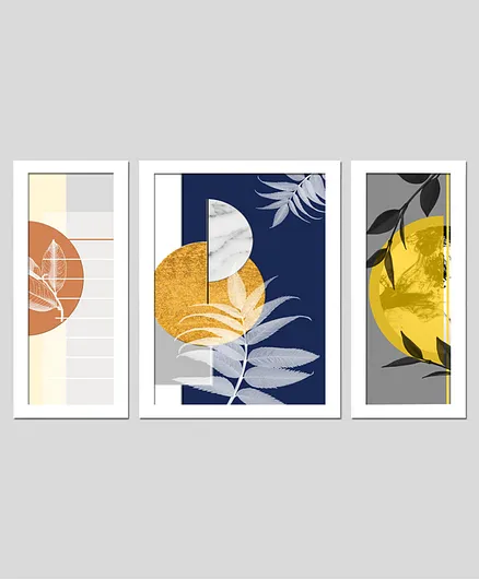 Wens Set Of 3 Modern  Wall Art Painting - White