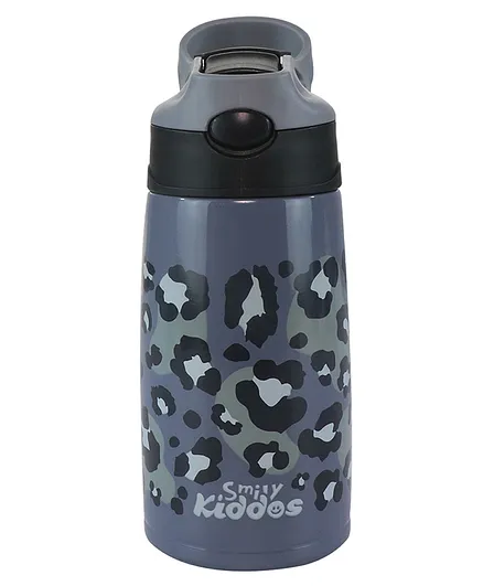 Smily Kiddos Stainless Steel Insulated Water Bottle leopard Print Grey - 450 ml