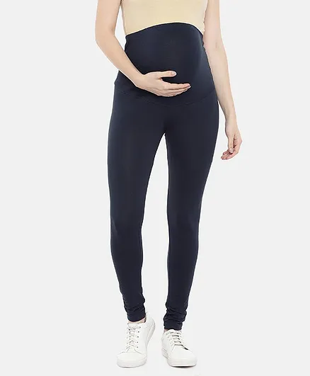 Blush 9 Over The Bump Solid Maternity Leggings - Navy Blue