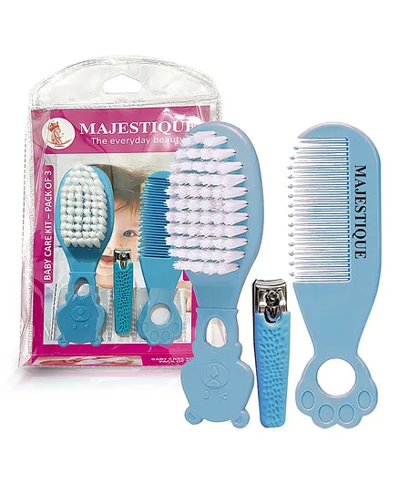 Majestique Baby Hair Brush Comb and Nail Cutter Natural Soft Bristles  Gently Grooms Babys Hair Ideal for Baby Grooming Set - Blue Online in  India, Buy at Best Price from  -