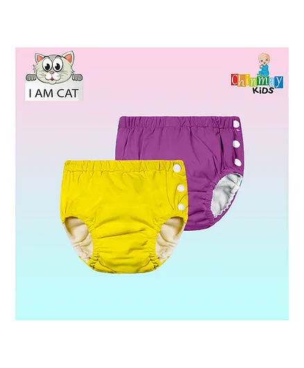Chinmay Kids Swimming Pants Reusable Swimwear Diaper Pool Pants Pack of 2 - Purple & Yellow