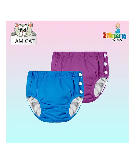 Chinmay Kids Reusable Swimwear Diaper Pants Set Of 2 - Purple & Blue