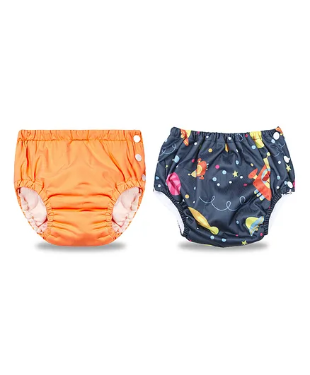 Chinmay Kids Reusable Swimwear Diaper - Orange and Dark Blue