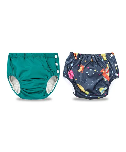 Chinmay Kids Swimming Pants Reusable Swimwear Diaper Pool Pants For Unisex (0-36 Months ) Green, Dark Blue