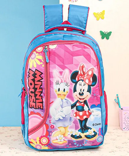 Minnie Mouse Kids School Bag Blue & Pink- 18 Inches