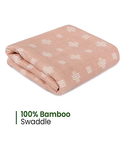 Mush Ultra Soft Comfortable and Multipurpose 100% Bamboo  Muslin Baby Swaddle & Wrapper -  Peach