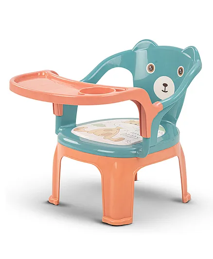 Baybee Dinning Chair Booster Seat for Kids Study Table Chair with Cushion Seat & Feeding Tray - Green