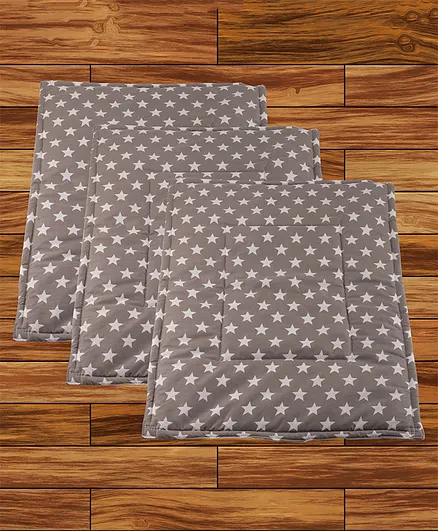 Mittenbooty Diaper Changing Mat Set of 3 with Removable Waterproof Sheet Star Print- Grey