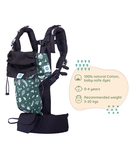 Soulslings Forest Cotton Printed Aseema Handsfree Baby Carrier Fully Adjustable - Green