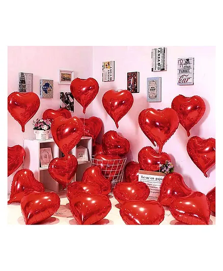 AMFIN Foil Balloons  Heart Shape Pack of 20 - Red
