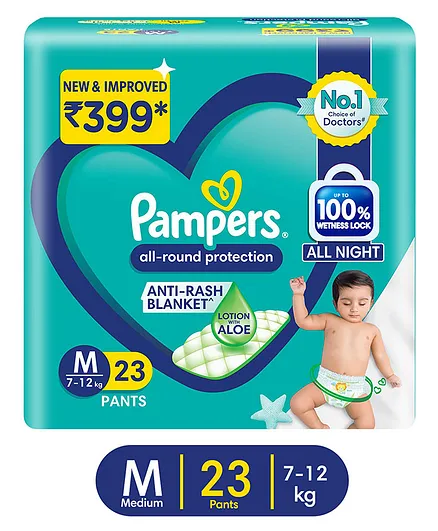 Pampers All Round Protection Diaper Style Pants Lotion With Aloe Vera Medium - 23 Pieces