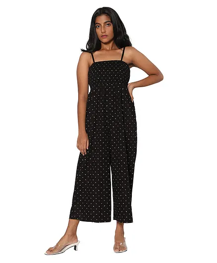 Taavi Women Mustard  Blue Ikat Printed Sleeveless Culotte Jumpsuit   Absolutely Desi