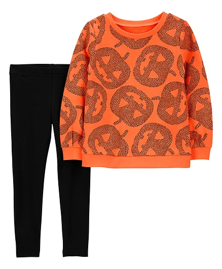 Carter's Baby 2-Piece Halloween Top & Legging Set - Orange & Black