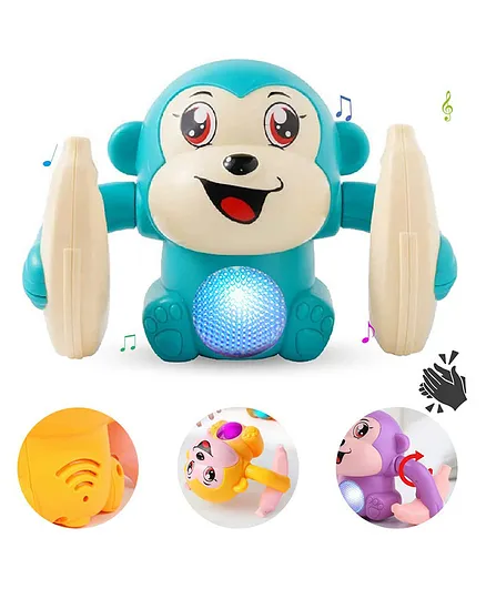 Enorme Dancing and Spinning Rolling Doll Tumble Banana Monkey Toy Voice Control with Musical Sound  Light and Sensor - (Color May Vary)