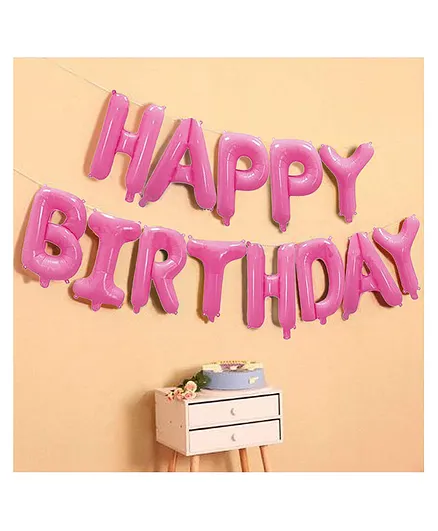AMFINA Happy Birthday 13 Letter Foil Balloons - Pink