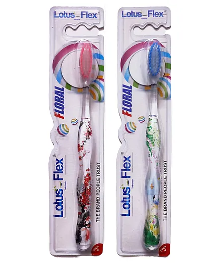 Yunicorn Max Floral Design Toothbrush Pack of 2  (Colour may vary)