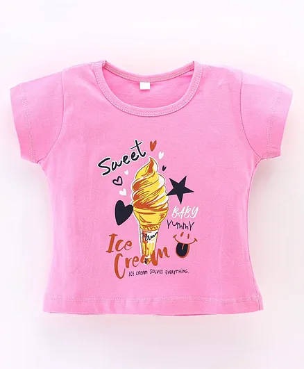Enfance Core Short Sleeves Ice Cream Printed Tee - Pink