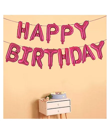 AMFIN Happy Birthday Letter Foil Balloon Set - Pink