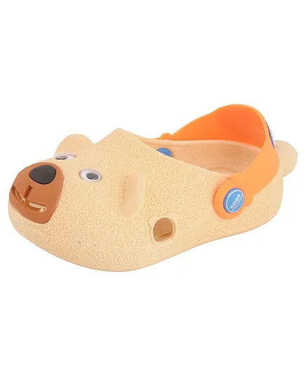 Yellow Bee Bear Face Styled Clogs - Beige