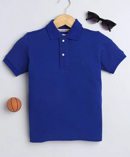 DALSI Half Sleeves Pique Solid Polo Tee - Royal Blue