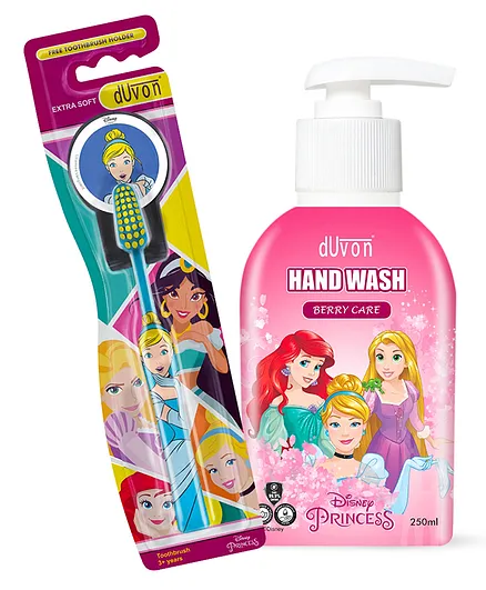 DUVON Disney 1 Cinderella Toothbrush and  Berry Care Handwash 250ml - Pink