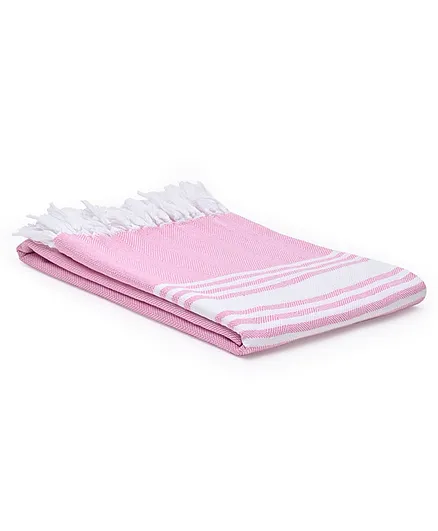 The Better Home Herringbone Turkish Towel - Pink
