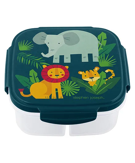 Stephen Joseph Snack Box with Ice Pack Zoo Print - Dark Green