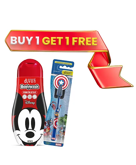 DUVON Disney Mickey Body Wash & 1 Captain America Toothbrush - 250 ml