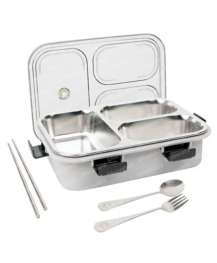 DHAWANI Stainless Steel Tiffin Box 8847 - Grey