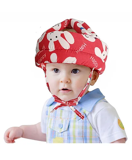 Mihar Essentials Baby Safety Helmet - Red (Color And Print May Vary)