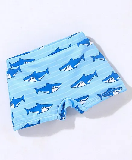 Babyhug Short Length Swimming Trunk Sharks Print - Blue