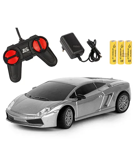 Fiddlerz Remote Control Rechargeable Racing Sports Car with Forward Reverse Left and Right Headlight - Grey