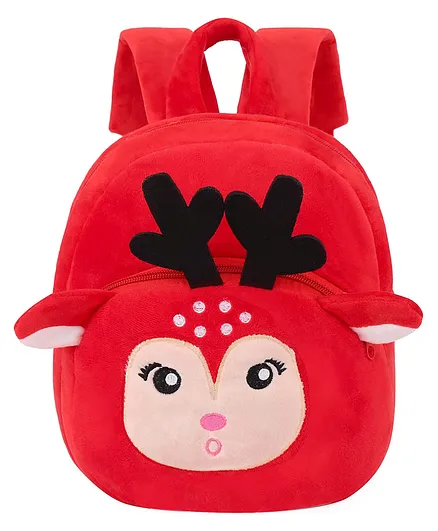 Frantic Soft Design Red Deer Plush Bag for Kids - 14 Inches