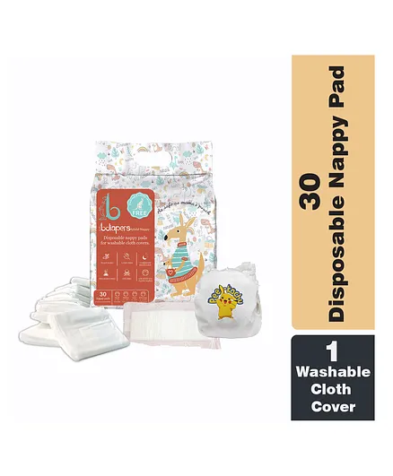 Bdiapers Disposable Bamboo Nappy Pads Large Included Washable & Reusable Baby Cloth Diaper Pee Kachu - 30 Pieces