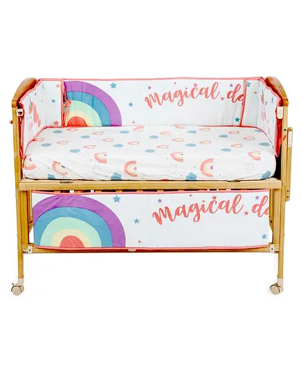 The Mom Store Magical Unicorn 4 Section Crib Rails Protector Bumper Set - Multicolour