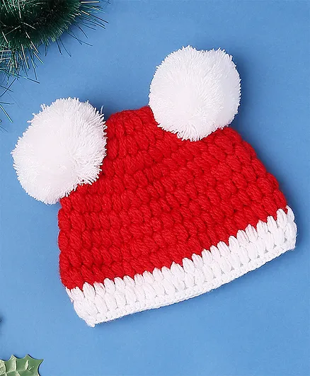 Babymoon Pom Pom Crochet Cap - Red