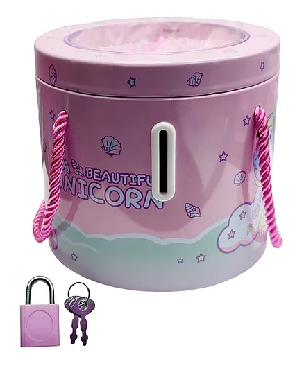 FunBlast Piggy Bank with Lock and Key for Kids - Pink