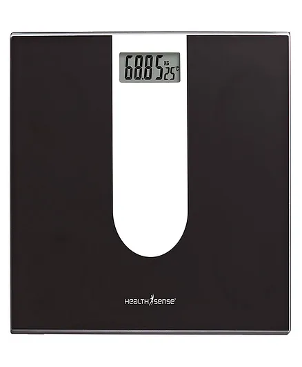 HealthSense Digital Weighing Machine for Body Weight Glass Top PS 111 - Black