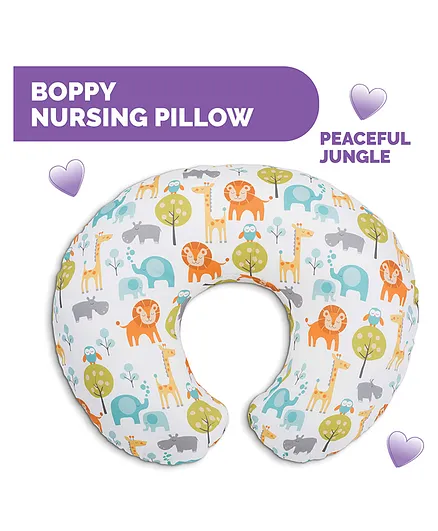 Chicco Boppy Pillow With Peaceful Jungle Slipcover - Multicolor