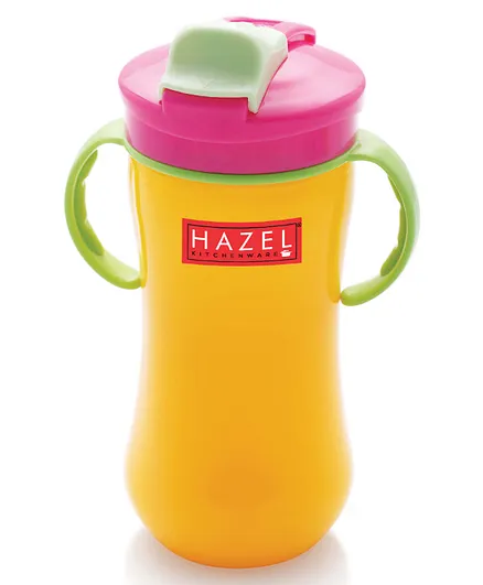 HAZEL Plastic Sipper Water Bottle With Smart Lock for Kids Yellow - 450 ml