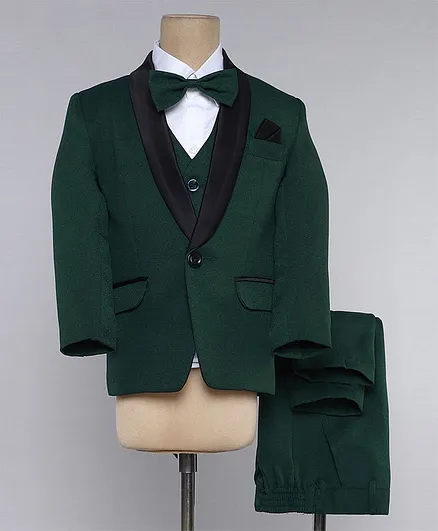 Jeet Ethnics Full Sleeves Solid 5 Piece Coat Suit - Green