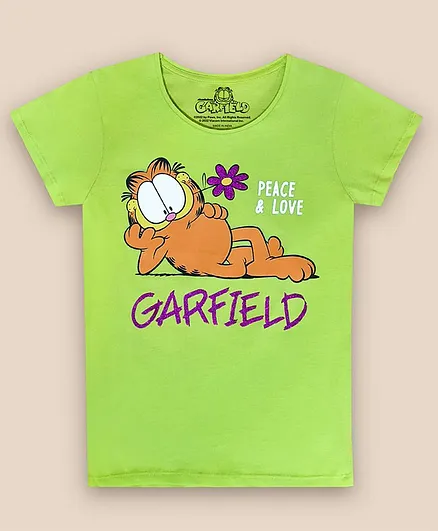 Kidsville Garfield Featuring Half Sleeves Peace & Love Tee - Green
