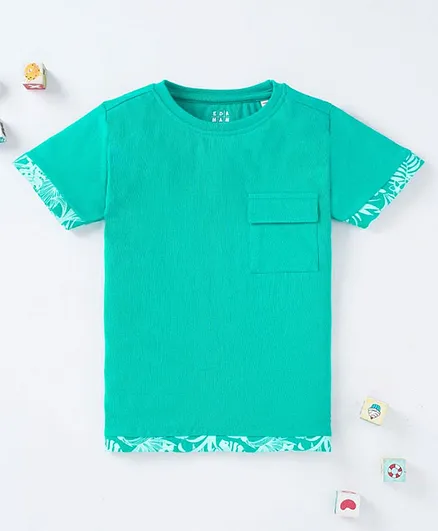 Ed-a-Mamma Half Sleeves Solid Colour Sustainable Cotton T-Shirt - Blue