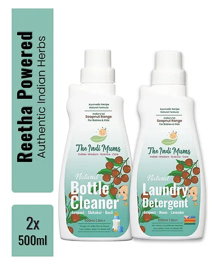 The Indi Mums Bundle Baby Laundry Detergent & Baby Bottle Cleaner - 500 ml each