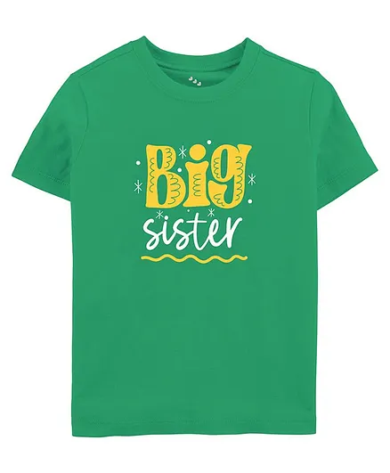 Zeezeezoo Half Sleeves Sibling Theme Big Sister Printed Tee - Green