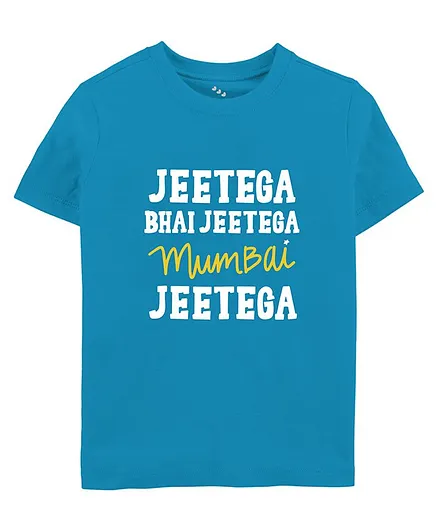 Zeezeezoo Half Sleeves Cricket Theme Jeetega Bhai Jeetega Mumbai Jeetega Printed Tee - Blue