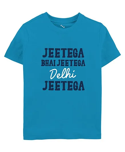 Zeezeezoo Half Sleeves Cricket Theme Jeetega Bhai Jeetega Delhi Jeetega Printed Tee - Blue